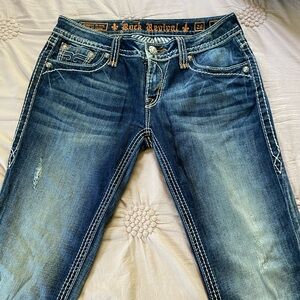 Rock Revival  Blue Skinny Jeans with Contrast Stitching